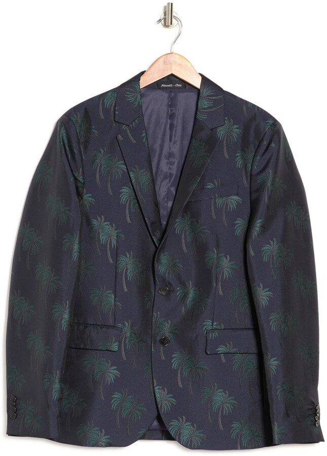 GloryA Men Two Buttons Evening Coat Lapel Collar Jacquard Blazer Jackets 