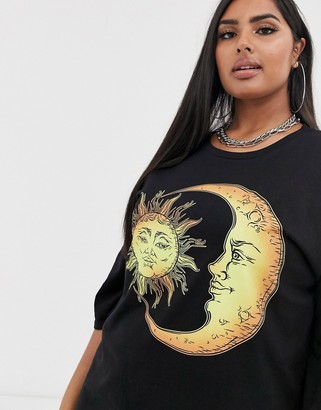 Rokoko Plus oversized t-shirt dress with sun and moon graphic
