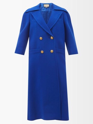 Gucci Double-breasted Wool-natte Coat - Blue
