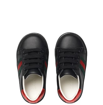 Gucci Children Web-detail leather sneakers