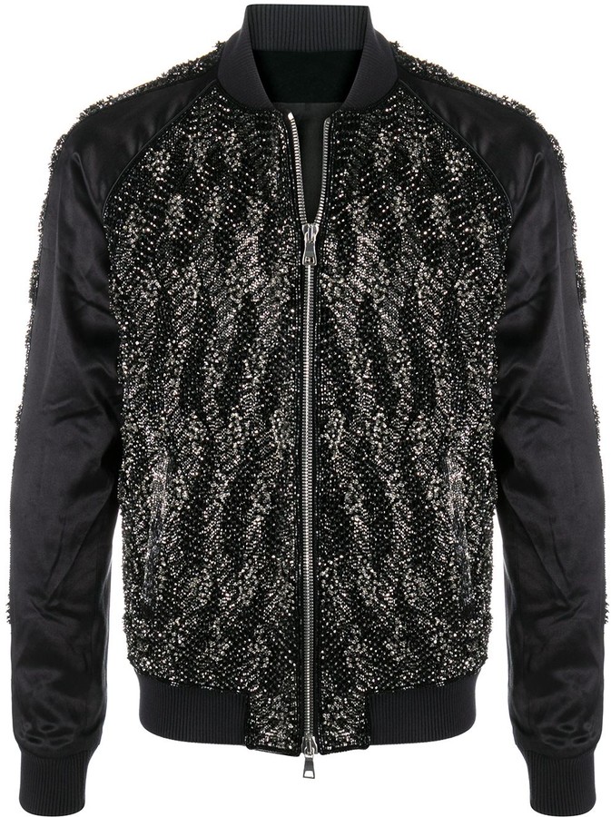 Balmain Sequinned Velvet Bomber Jacket - ShopStyle Outerwear