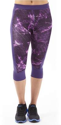 adidas Womens TechFit Climalite Compression Capri Leggings Unity Purple/Print/Matte Silver