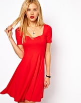 Thumbnail for your product : ASOS Skater Dress With Sweetheart Neck And Short Sleeves.