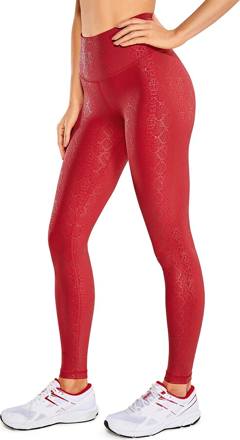 CRZ YOGA Women's Faux Leather Legging - 28 High Waisted Stretchy Pants  Workout Gym Fashion Tights Crimson Snake 8 - ShopStyle Activewear Trousers