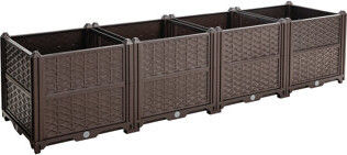 August Grove Indoor And Outdoor Rectangular Plastic Planting Box; Planting Kit For Fresh Vegetables Herbs Flowers And Succulents; Brown