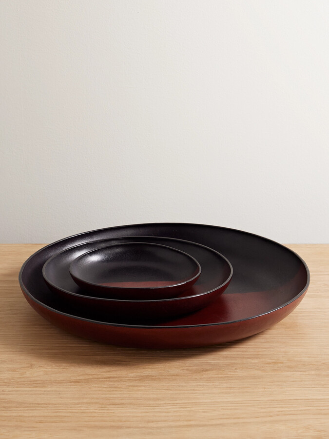 Hunting Season - Set Of Three Leather Trays - Red