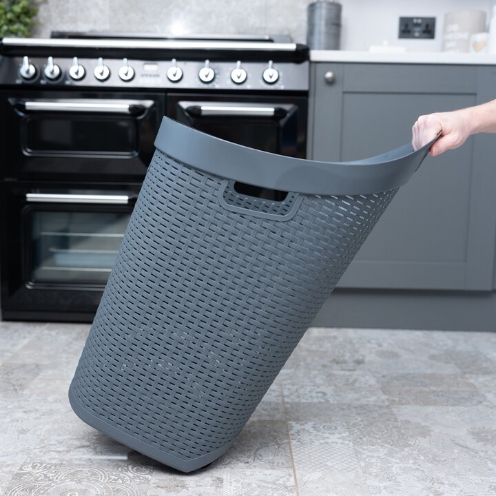 Dunelm 60L Laundry Basket with Wheels Charcoal ShopStyle