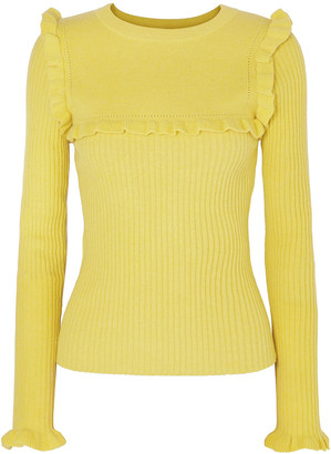 See by Chloe Ruffle-trimmed Ribbed Alpaca-blend Sweater