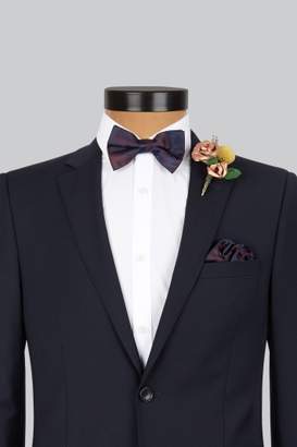 Moss Bros Navy and Wine Rose Bow Tie