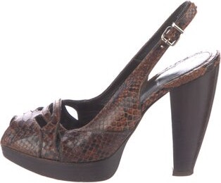 Fendi Snakeskin Animal Print Slingback Pumps