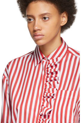 MSGM SSENSE Exclusive Red and White Stripe Shirt Dress