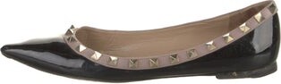 Valentino Rockstud Accents Patent Leather Ballet Flats