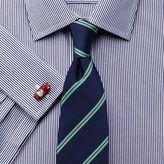Thumbnail for your product : Charles Tyrwhitt Navy and green silk classic double stripe tie