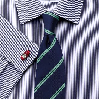 Charles Tyrwhitt Navy and green silk classic double stripe tie
