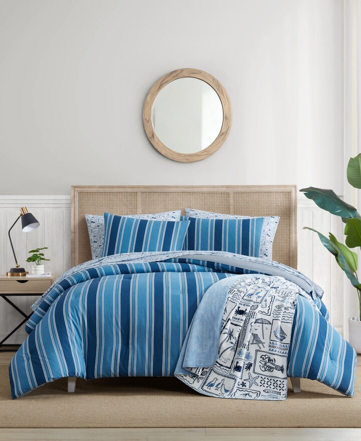 Nautica Gilpin Stripe Cotton Reversible 3-Pc. Comforter Set Full/Queen