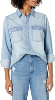 Thumbnail for your product : The Drop Women's Kathryn Long Sleeve Western Snap Front Denim Shirt
