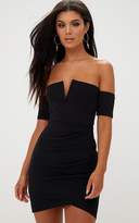 Thumbnail for your product : PrettyLittleThing Red Bardot Wrap Front Bodycon Dress