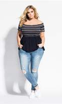 Thumbnail for your product : City Chic Stitch Detail Top - navy