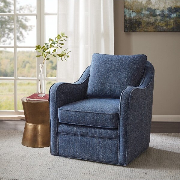Madison Home USA MitchellWideSeatSwivelArmchairNavy