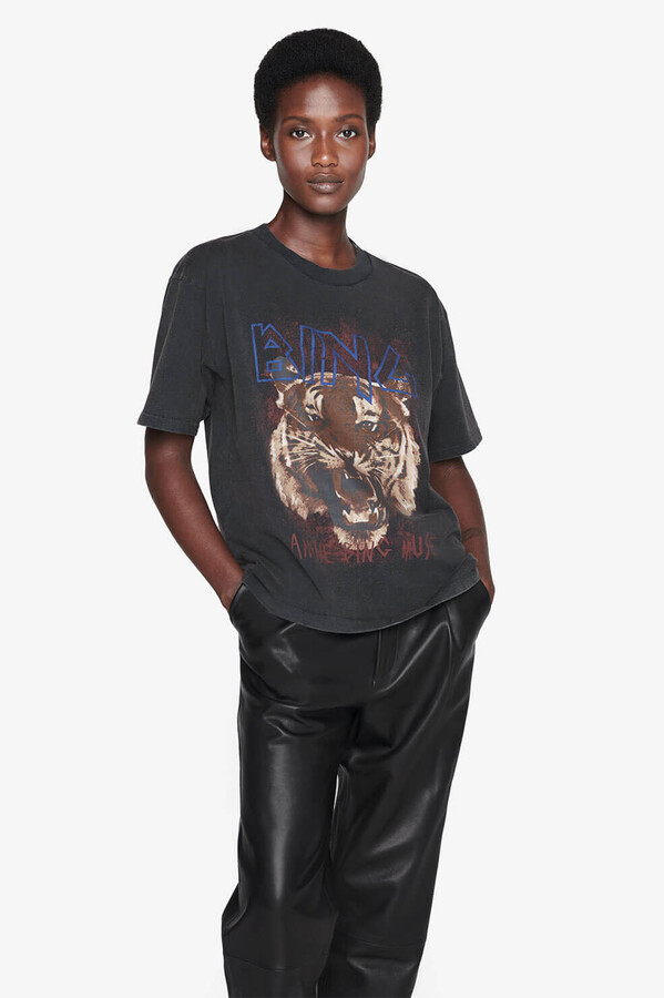 Anine Bing Tiger Tee in Black - ShopStyle T-shirts