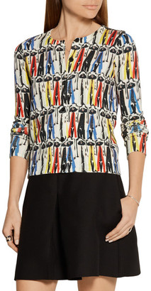 Alice + Olivia Stacey Montage Printed Cotton Cardigan