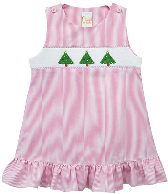 Pink Xmas Tree Smocked Jumper - Infant, Toddler & Girls