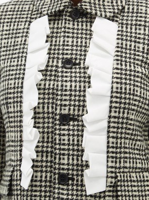 Comme des Garçons Comme des Garçons Ruffle-trimmed Houndstooth Tweed Jacket - Black White