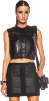 Thumbnail for your product : Alexander Wang Leather Cargo Crop Top with Patch Pockets