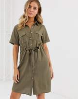 Thumbnail for your product : QED London button through shirt dress with tie belt