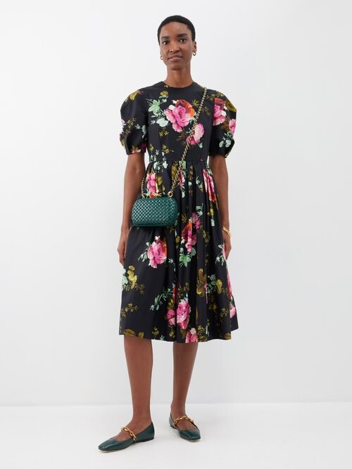 Erdem Floralprint Cottonfaille Midi Dress ShopStyle