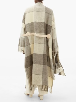 Jil Sander Checked And Tassel-trimmed Wool Cape Coat - Ivory Multi