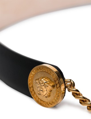 Versace Virtus skinny chain-trimmed leather belt