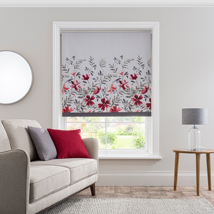 Dunelm Fleur Red Blackout Roller Blind Red, Grey and White ShopStyle
