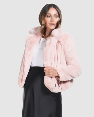 Soon Women's Pink Jackets - Agi Faux Fur Jacket - Size One Size, M at The Iconic