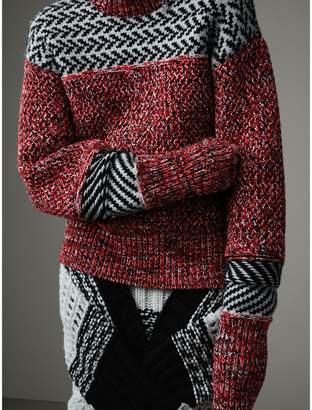 Burberry Geometric Cotton Wool Cashmere MoulinÃ© Sweater