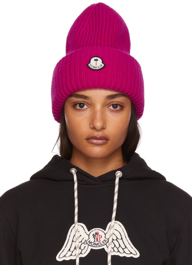 Moncler Pink Wool Beanie Moncler Grenoble Cable-knit Beanie Hat
