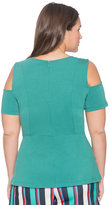 Thumbnail for your product : ELOQUII Plus Size Belted Cold Shoulder Peplum