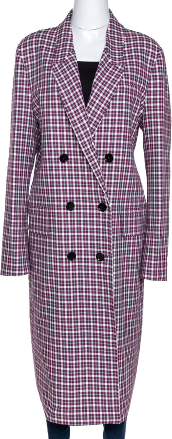 burgundy check coat