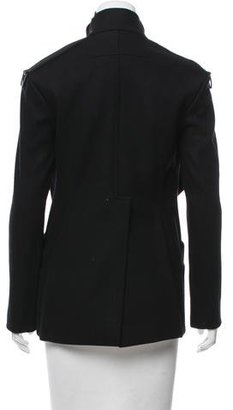Givenchy Rabbit Fur-Trimmed Wool Coat