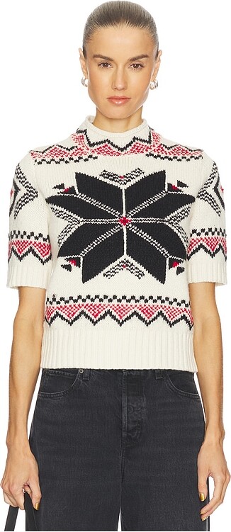 Polo Ralph Lauren Snowflake Mockneck Short Sleeve Sweater