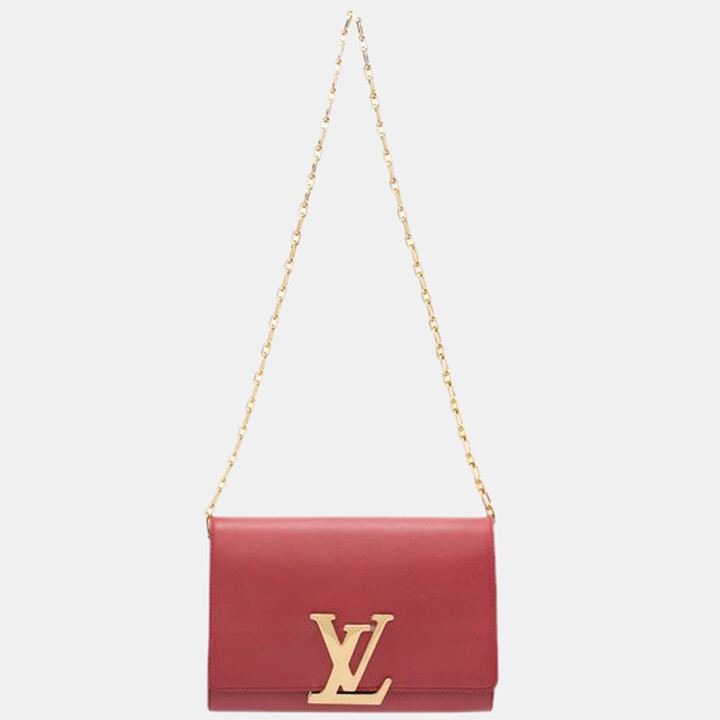 Louis Vuitton Red Calfskin Leather Chain Louise GM Bag - ShopStyle