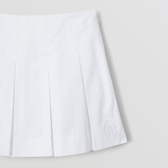 Burberry Childrens Monogram Motif Cotton Twill Pleated Skirt Size: 10Y