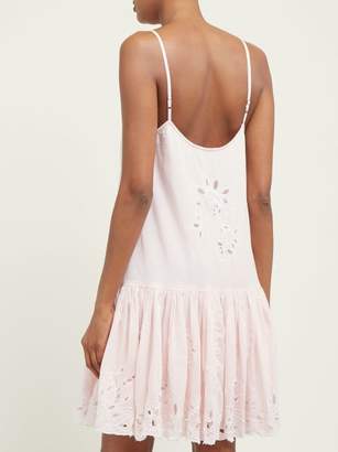 Juliet Dunn Floral Broderie-anglaise Cotton Mini Dress - Womens - Pink