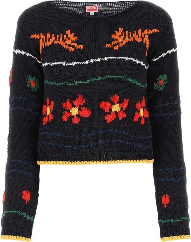 Kenzo Floral Intarsia Knitted Crewneck Jumper