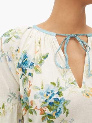 D'Ascoli Old Rose Cotton Midi Dress - Womens - Blue