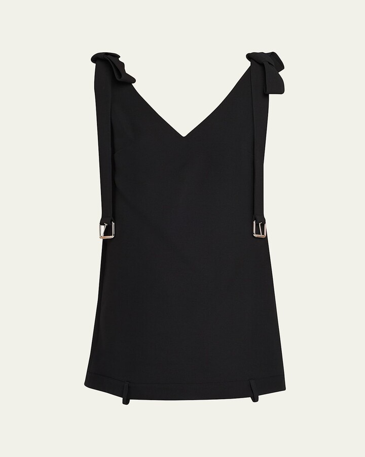 Monse V-Neck Belt Shoulder-Tie Mini Dress