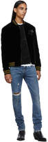 Thumbnail for your product : Saint Laurent Black Velvet Teddy Radio Bomber Jacket