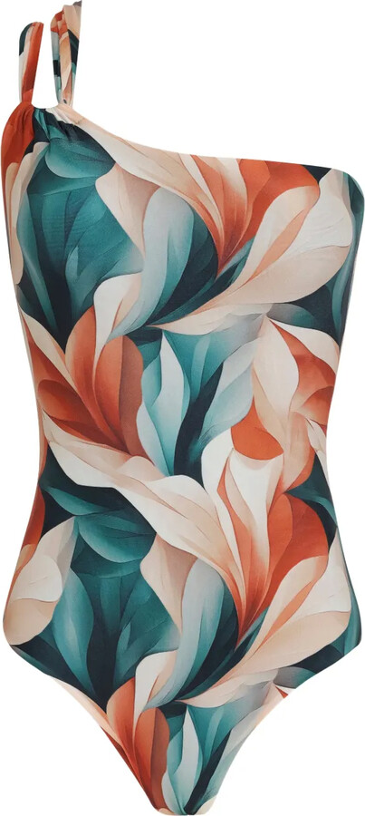 Lygia & Nanny Miusha one-shoulder printed swimsuit