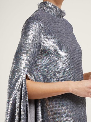 Ashish Gaia Drape-sleeve Sequinned Mini Dress - Silver