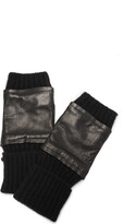 Thumbnail for your product : Carolina Amato Fingerless Knit & Leather Gloves